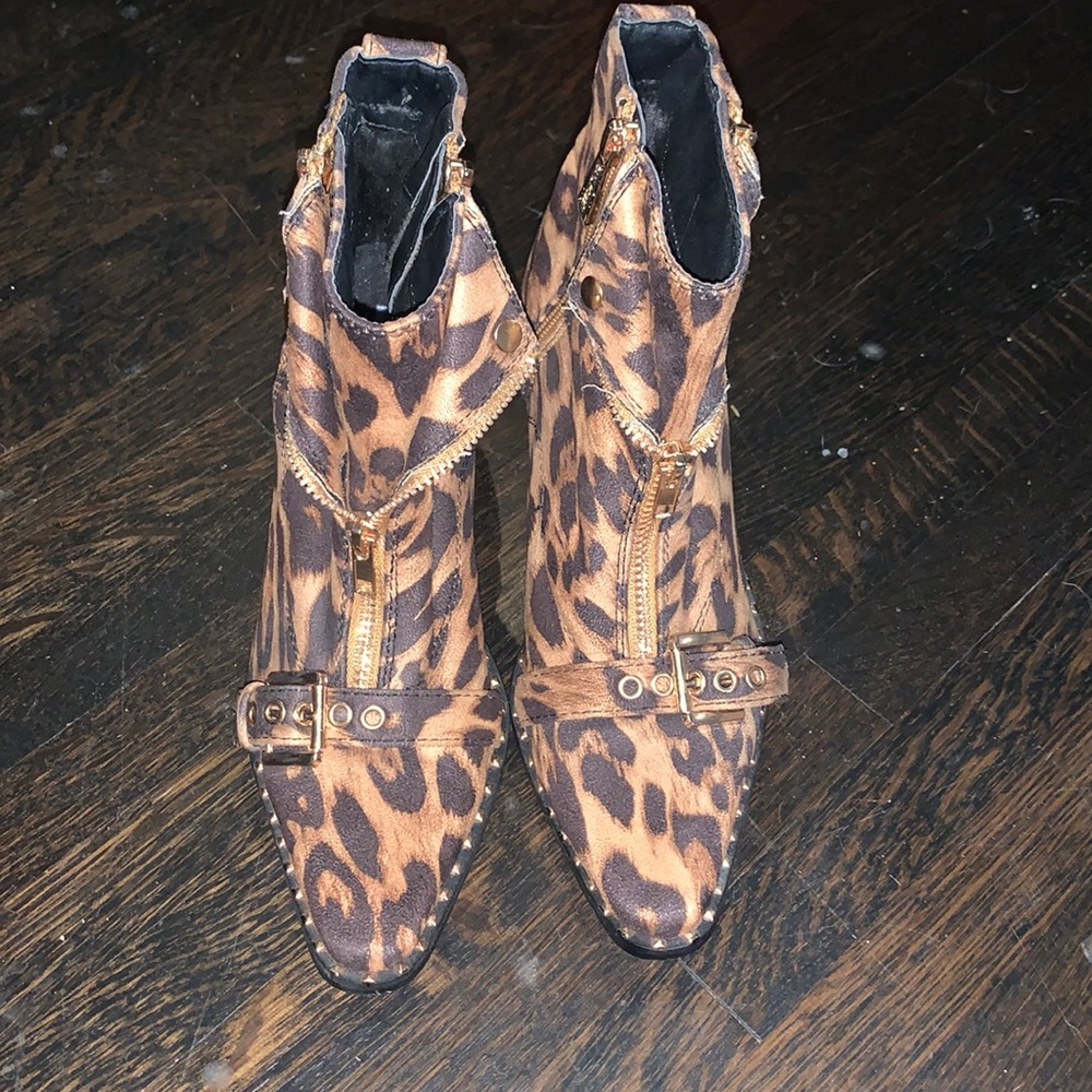Leopard print booties